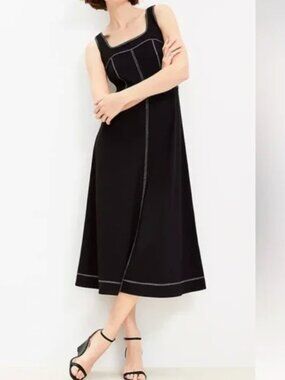 LOFT Ponte Square Neck Midi Dress